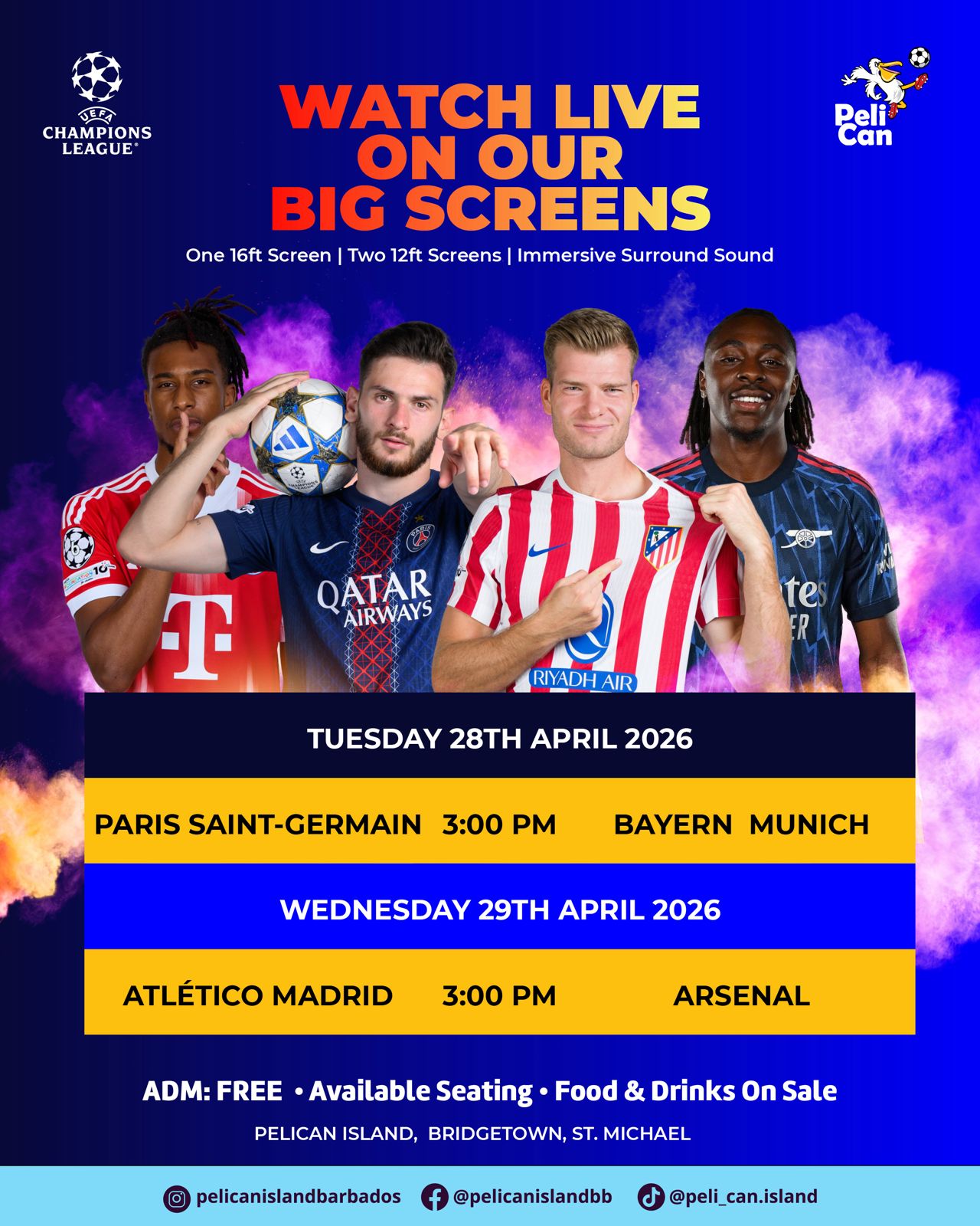 UEFA Champions League: Paris Saint-German Vs Bayern and Atlético Madrid Vs Arsenal 